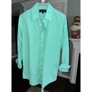 Thomas Payne‎ London Mens Mint Green White Check Button Down Cotton Shirt Size M